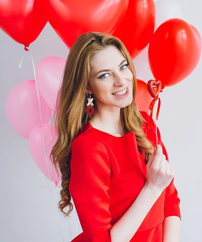 Valentine's Day Earrings for Women - Red Heart XO Clay Dangle Jewelry, Valentines Day Outfit Accessories Gifts in Saudi Arabia