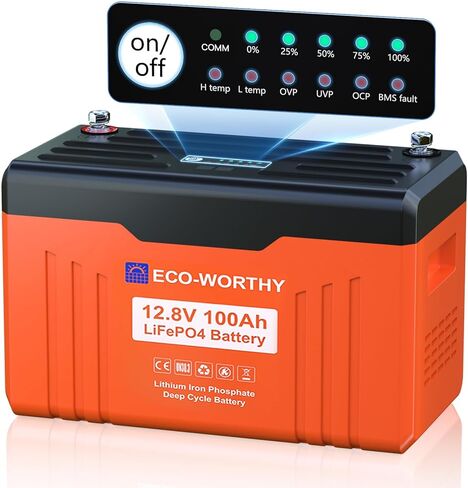 ECO-WORTHY 12V 150Ah Metal Shell LiFePO4 Lithium Battery with Bluetooth, Low-Temp Protection, Rechargeable Deep Cycle Battery with 120A BMS, Ideal for Solar, RV, Camper, Marine, Trolling Motor in Kuwait