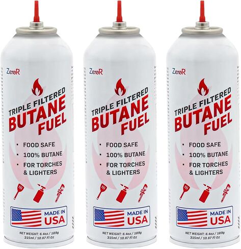 ZeroR® 100% Butane Fuel Refill | 10.67 fl oz 315ml | Made in USA | Butane Refill for Torch Lighter, Kitchen Torch, Refillable Lighters, 2 Cans in Kuwait