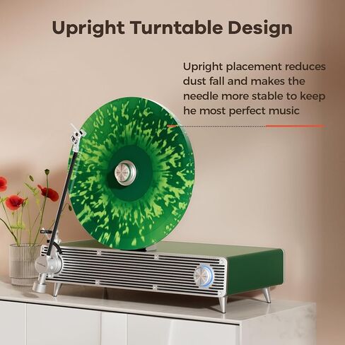Original Upright Vinyl Turntable, Record Player with Cartridge AT-3600L Stylus Head | Hybrid Mid/Treble Driver and Subwoofer | Bluetooth and Vinyl Record Player (White) in Kuwait