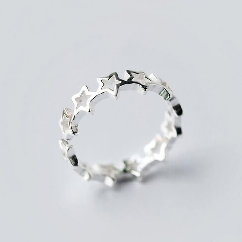 Chic Stars Adjustable Opening Rings for Women Silver Color Finger Accessories Female Daily Wearable Jewelry in Saudi Arabia