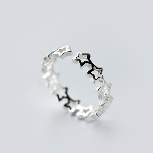 Chic Stars Adjustable Opening Rings for Women Silver Color Finger Accessories Female Daily Wearable Jewelry in Saudi Arabia