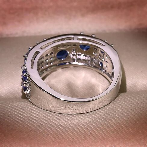 Dazzling Blue/White Cubic Zirconia Ring for Women Luxury Accessories for Wedding Ceremony in Saudi Arabia