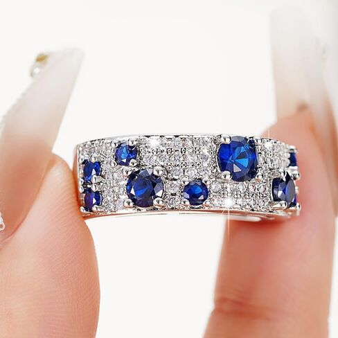 Dazzling Blue/White Cubic Zirconia Ring for Women Luxury Accessories for Wedding Ceremony in Saudi Arabia