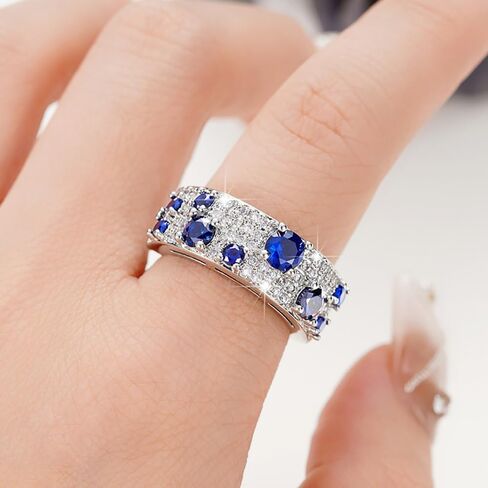 Dazzling Blue/White Cubic Zirconia Ring for Women Luxury Accessories for Wedding Ceremony in Saudi Arabia