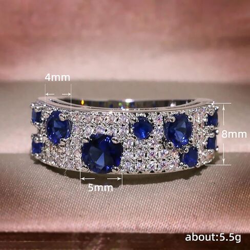 Dazzling Blue/White Cubic Zirconia Ring for Women Luxury Accessories for Wedding Ceremony in Saudi Arabia