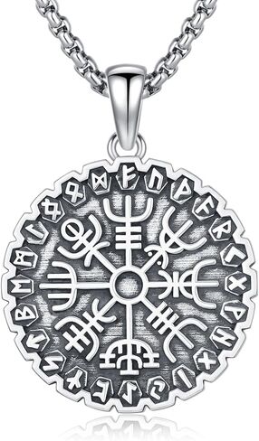 قلادة Lfkk فايكنغ للرجال 925 من الفضة الإسترليني نورس الأساطير تاليسمان مجوهرات هدايا مع سلسلة رولو 22 بوصة + 2 بوصة in Kuwait