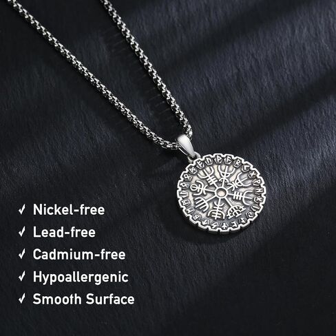 Lfkk Viking Necklace for Men 925 Sterling Silver Norse Mythology Talisman Jewelry Gifts with 22"+2" Rolo Chain in Saudi Arabia