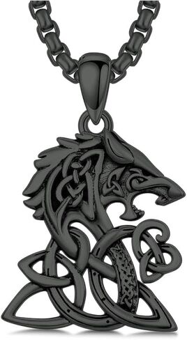 PROESS Celtic Knot Necklace Sterling Silver Viking Knot Necklace Celtic Wolf/Lion/Bear/Raven Animals Pendant Jewelry for Men Women in Saudi Arabia