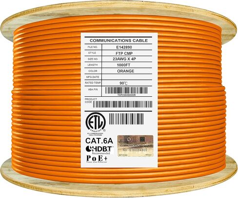CAT6A Shielded Plenum (CMP), 1000ft, FTP 23AWG, 650MHz, Solid Pure Copper, UL Certified, UL-LP Certification, Bulk Ethernet Cable Reel, Blue in Saudi Arabia