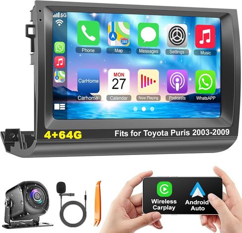 4G+64G Android 13 Wireless Carplay Car Stereo Radio to Toyota Prius C 2012 2014 ، 9 '' HD Touch Screen Head Unit متوافق مع Android Auto ، وكاميرا النسخ الاحتياطي ، ورابط المرآة ، GPS ، WiFi ، FM RDS in Kuwait