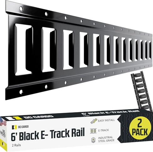 DC Cargo Mall Indoor E Track Track Down Rail Kit 8 '(4 pack) للمرائب ، الشاحنات ، المقطورات ، تعادل الدراجات النارية ، تصاعد ATV - البودرة الأسود - البضائع الآمنة والأحمال الثقيلة التي تصل إلى 2000 رطل in Kuwait