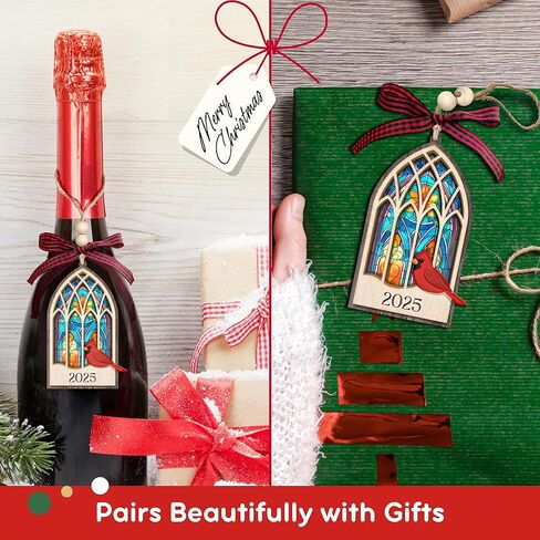 HUNIGIFT حلي عيد الميلاد الكاردينال - الهدايا الكاردينال - الحلي التذكارية لذكرى الفجيعة لفقدان أحد أفراد أسرته، الأم، الابن، الأب، الزوج - زخرفة عيد الميلاد التذكارية الخشبية 2025 in Kuwait