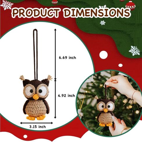 Christmas Owl Ornament Positive Crochet-Owl Gifts for Women-Cute Handmade Knitted Halloween Birthday Gifts for Women Men, Ornament for Christmas Trees, Car Hanging Accessories in Saudi Arabia