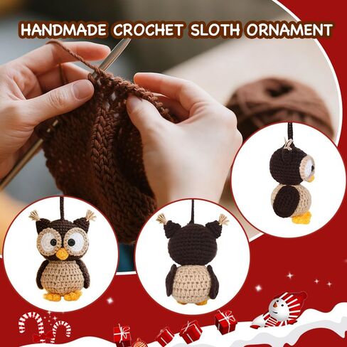 Christmas Owl Ornament Positive Crochet-Owl Gifts for Women-Cute Handmade Knitted Halloween Birthday Gifts for Women Men, Ornament for Christmas Trees, Car Hanging Accessories in Saudi Arabia