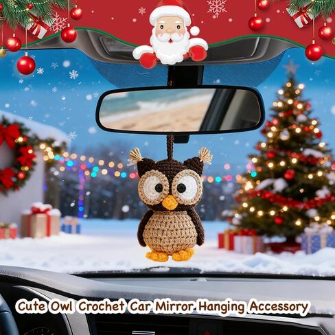 Christmas Owl Ornament Positive Crochet-Owl Gifts for Women-Cute Handmade Knitted Halloween Birthday Gifts for Women Men, Ornament for Christmas Trees, Car Hanging Accessories in Saudi Arabia