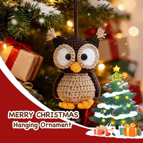 Christmas Owl Ornament Positive Crochet-Owl Gifts for Women-Cute Handmade Knitted Halloween Birthday Gifts for Women Men, Ornament for Christmas Trees, Car Hanging Accessories in Saudi Arabia