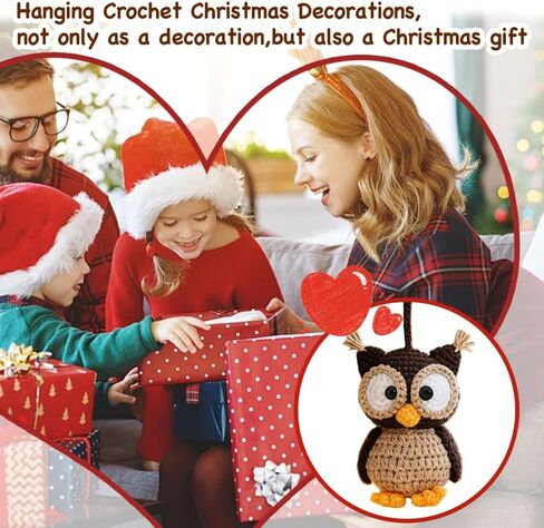 Christmas Owl Ornament Positive Crochet-Owl Gifts for Women-Cute Handmade Knitted Halloween Birthday Gifts for Women Men, Ornament for Christmas Trees, Car Hanging Accessories in Saudi Arabia