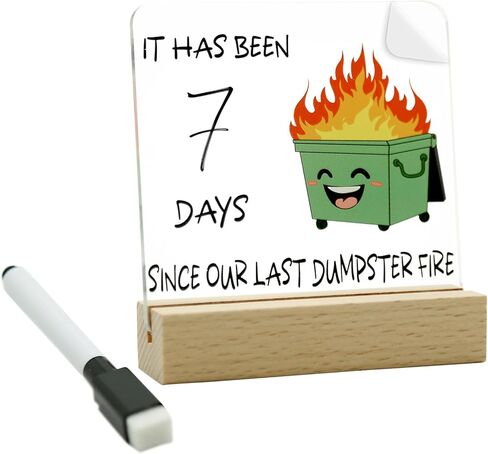 FRANIMO Dumpster Fire Desk Decor، هدايا حلية مكتبية مضحكة لزملاء العمل والموظفين وزملاء الفريق، لوحة مكتب الفكاهة لعيد ميلاد الفيل الأبيض in Saudi Arabia