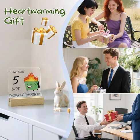 FRANIMO Dumpster Fire Desk Decor، هدايا حلية مكتبية مضحكة لزملاء العمل والموظفين وزملاء الفريق، لوحة مكتب الفكاهة لعيد ميلاد الفيل الأبيض in Saudi Arabia