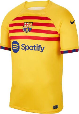 Nike Slim Fit Football Shirt (3XL) - FC Barcelona Fourth T-Shirt (23/24) in Yellow & Red - Jersey for Men's Sports in Saudi Arabia