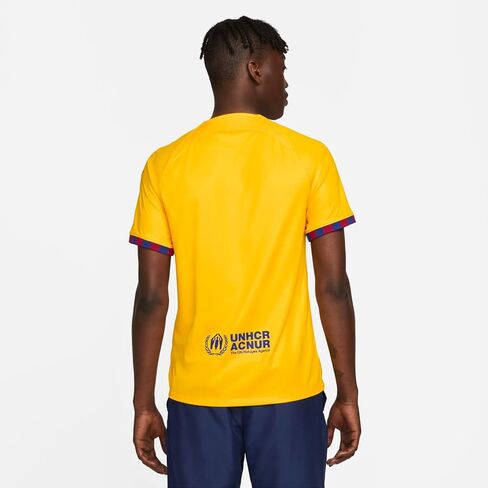 Nike Slim Fit Football Shirt (3XL) - FC Barcelona Fourth T-Shirt (23/24) in Yellow & Red - Jersey for Men's Sports in Saudi Arabia