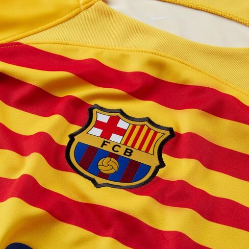 Nike Slim Fit Football Shirt (3XL) - FC Barcelona Fourth T-Shirt (23/24) in Yellow & Red - Jersey for Men's Sports in Saudi Arabia