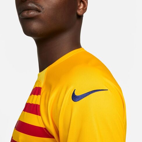 Nike Slim Fit Football Shirt (3XL) - FC Barcelona Fourth T-Shirt (23/24) in Yellow & Red - Jersey for Men's Sports in Saudi Arabia