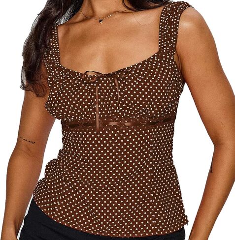 Women Y2k Fairy Coquette Babydoll Shirt Short Sleeve Polka Dot Peplum Baby Tee Blouses Summer Going Out Crop Tops in Saudi Arabia