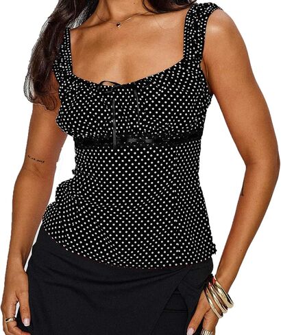 Women Y2k Fairy Coquette Babydoll Shirt Short Sleeve Polka Dot Peplum Baby Tee Blouses Summer Going Out Crop Tops in Saudi Arabia