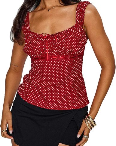 Women Y2k Fairy Coquette Babydoll Shirt Short Sleeve Polka Dot Peplum Baby Tee Blouses Summer Going Out Crop Tops in Saudi Arabia