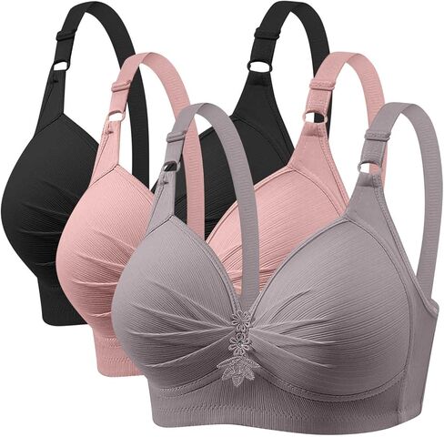 3 Pack Bras for Women No Underwire Push Up Bralette 2026 Everyday Wear Plus Size Comfort Wire Free Full Support Bra in Saudi Arabia