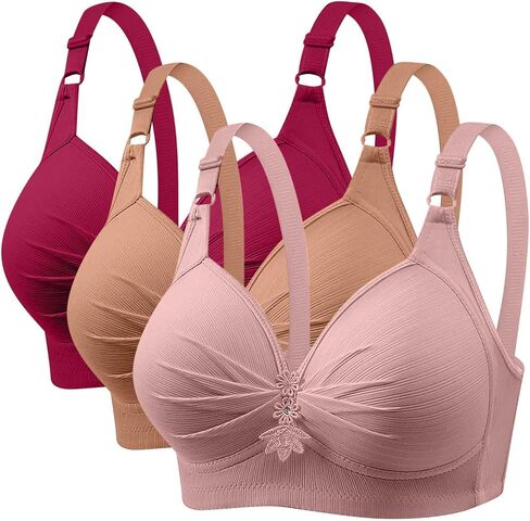3 Pack Bras for Women No Underwire Push Up Bralette 2026 Everyday Wear Plus Size Comfort Wire Free Full Support Bra in Saudi Arabia