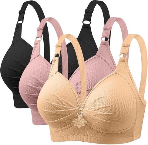 3 Pack Bras for Women No Underwire Push Up Bralette 2026 Everyday Wear Plus Size Comfort Wire Free Full Support Bra in Saudi Arabia