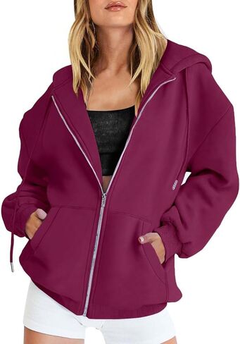 Betadog Fall Sweatshirts for Women Zip Up Hoodies Oversized Sweatshirt Y2K Clothing Casual Drawstring Jacket with Pockets in Saudi Arabia