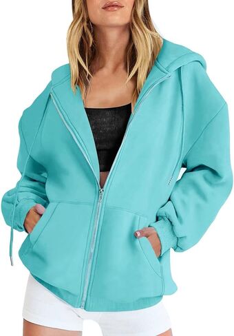 Betadog Fall Sweatshirts for Women Zip Up Hoodies Oversized Sweatshirt Y2K Clothing Casual Drawstring Jacket with Pockets in Saudi Arabia