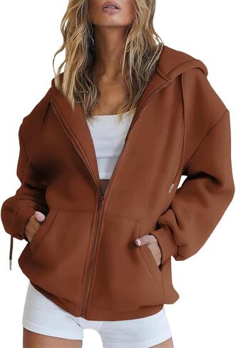 Betadog Fall Sweatshirts for Women Zip Up Hoodies Oversized Sweatshirt Y2K Clothing Casual Drawstring Jacket with Pockets in Saudi Arabia