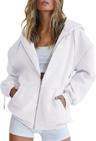 Betadog Fall Sweatshirts for Women Zip Up Hoodies Oversized Sweatshirt Y2K Clothing Casual Drawstring Jacket with Pockets in Saudi Arabia