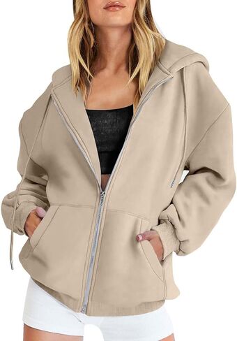 Betadog Fall Sweatshirts for Women Zip Up Hoodies Oversized Sweatshirt Y2K Clothing Casual Drawstring Jacket with Pockets in Saudi Arabia