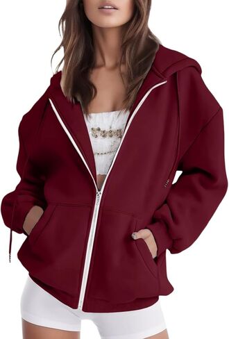 Betadog Fall Sweatshirts for Women Zip Up Hoodies Oversized Sweatshirt Y2K Clothing Casual Drawstring Jacket with Pockets in Saudi Arabia
