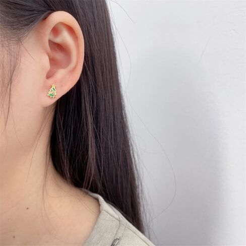 20G Glitter Christmas Tree Green Enamel Flat Screw Back Small Stud Earrings for Women Teens Gold-Plated Colorful Surgical Steel Cartilage Piercing Sleeper Studs Hypoallergenic for Sensitive Ears Festival Party Gift Her Daughter in Saudi Arabia