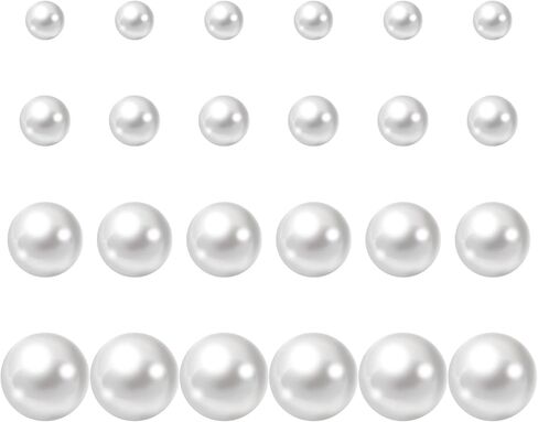 12 Pairs Pearl Earring Studs, White Pearls Stud Earrings for Women, 4 Mixed Sizes Round Simulated Pearl Earrings for Bridal, Wedding, Birthday, Christmas in Saudi Arabia