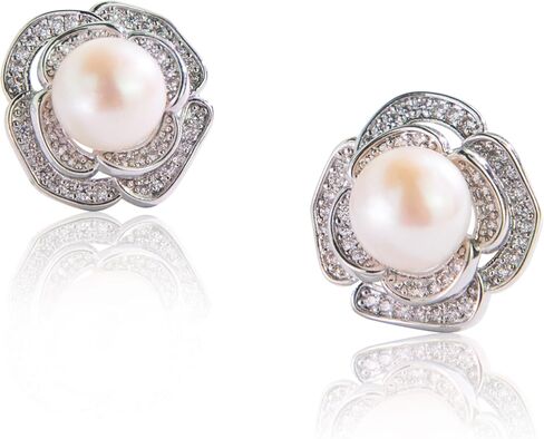 PEARLETTE Freshwater Pearl Stud Earrings for Women – Hypoallergenic 18K Gold Plated Sterling Silver for Mother, Wife, Brides (Birthday, Valentine's Day, Anniversary,Wedding) in Saudi Arabia