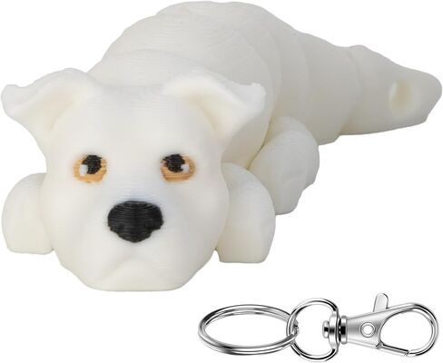 3D Printed Pitbull Dog Keychain - 3D Printed Articulating Fidget Keychain - Cute Dog Gift - Metal Lobster Clasp in Saudi Arabia