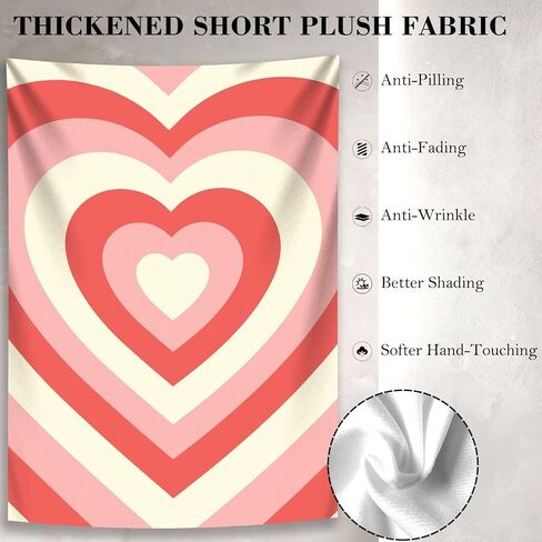 oyanx1 نسيج القلب الأحمر نسيج طويل عمودي الجدار شنقا الحب جرلي الوردي Y2K لطيف 2000s شخصية صغيرة جمالية المرأة غرفة نوم نافذة خلفية Prerry الفصول الدراسية غرفة المدرسة ديكور الفن المخصص 28x40 بوصة in Kuwait