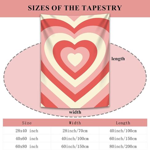 oyanx1 نسيج القلب الأحمر نسيج طويل عمودي الجدار شنقا الحب جرلي الوردي Y2K لطيف 2000s شخصية صغيرة جمالية المرأة غرفة نوم نافذة خلفية Prerry الفصول الدراسية غرفة المدرسة ديكور الفن المخصص 28x40 بوصة in Kuwait