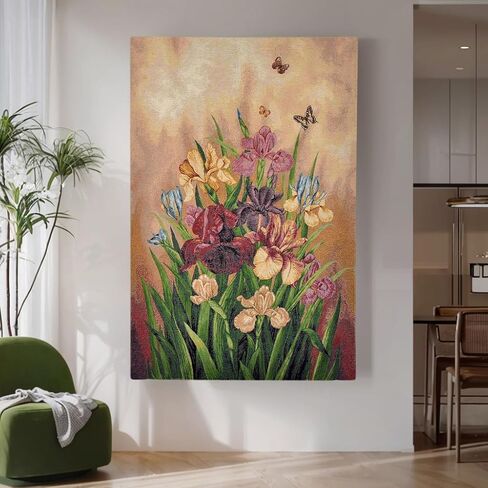 AureoMadis Vintage Woven Tapestry Wall Hanging - Victorian Style Floral Bouquet Jacquard Art, Classic Still Life Flower Basket Decor for Living Room, 36.5 x 28 Inch in Saudi Arabia