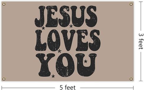 Jesus Loves You Funny Tapestry Meme Cool Banner 3x5 ft Room Guys College Dorm Bedroom Man Cave Girls Wall Decor Outdoor Indoor Hilarious Black, Four Copper Grommets in Saudi Arabia