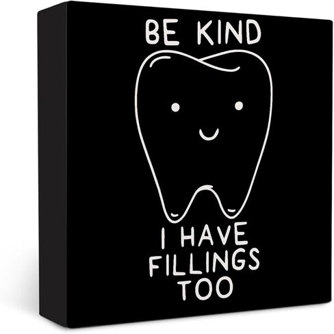 OVAcational Dental Decor Wooden Signs,Dental Hygienist Wooden Box Sign,Funny Dentist For Home Office Shelf Table Decor 5x5 Inches, Dentist Gift in Kuwait