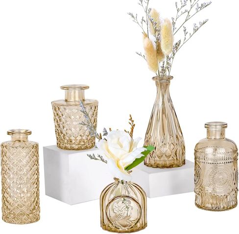 12pcs Green Glass Bud Vases Set, Small Vases for Flowers, Bud Vase for Centerpieces in Bulk, Mini Vintage Vase for Wedding Decorations, Office and Home Table Flower Décor in Kuwait